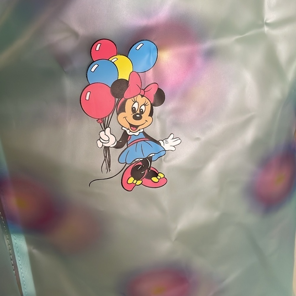 DISNEY Girls Snap Front Turquoise Polka Dot Minnie Mouse Hooded RainJacket 11/12 - Picture 6 of 10
